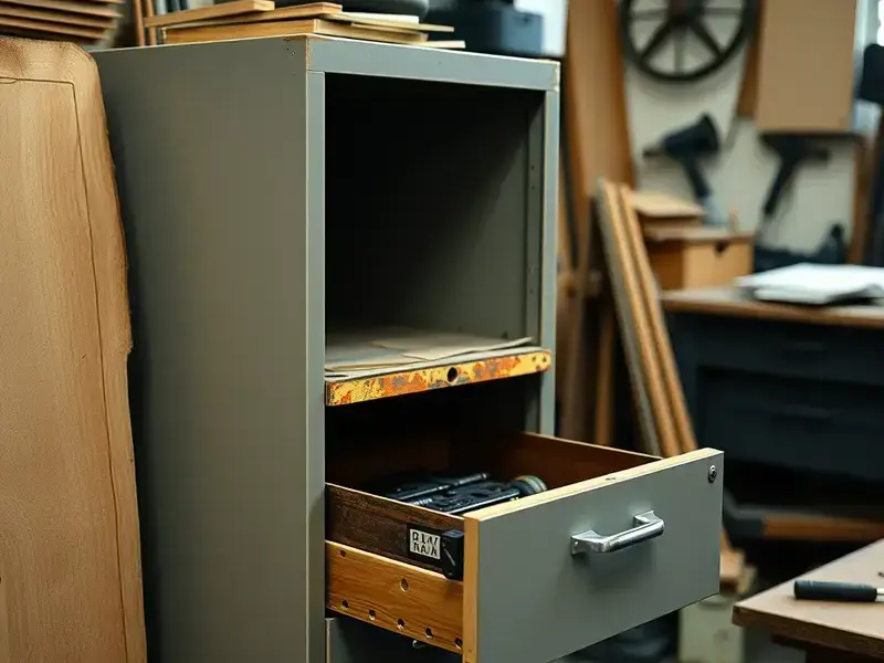 Cabinet repair work in progress